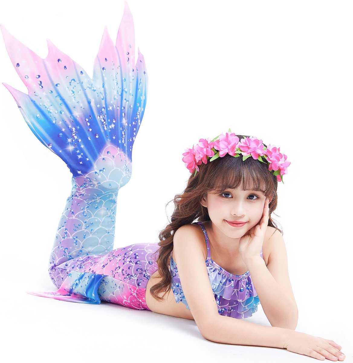 Zeemeerminstaart met bikini set Blauw en Paars met MONOVIN