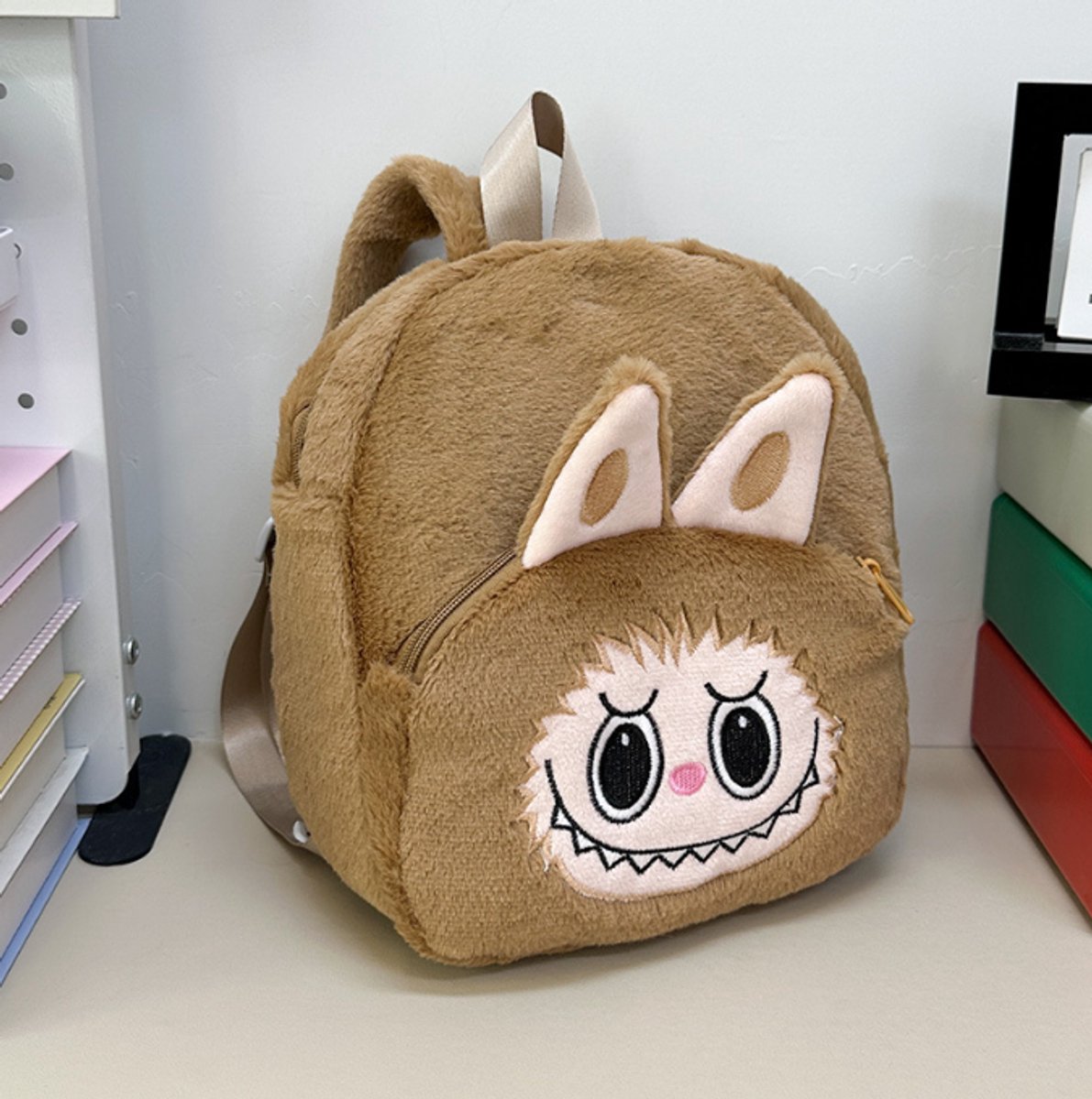 Joya Kids® Fluffy Labubu Rugzak Bruin