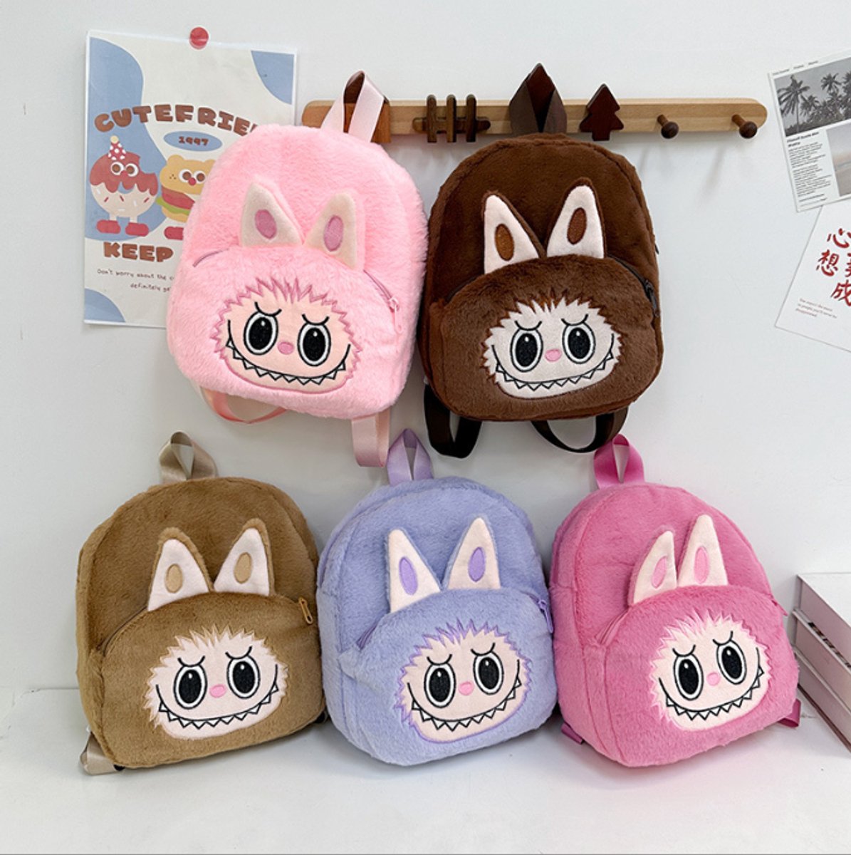 Joya Kids® Fluffy Labubu Rugzak Roze
