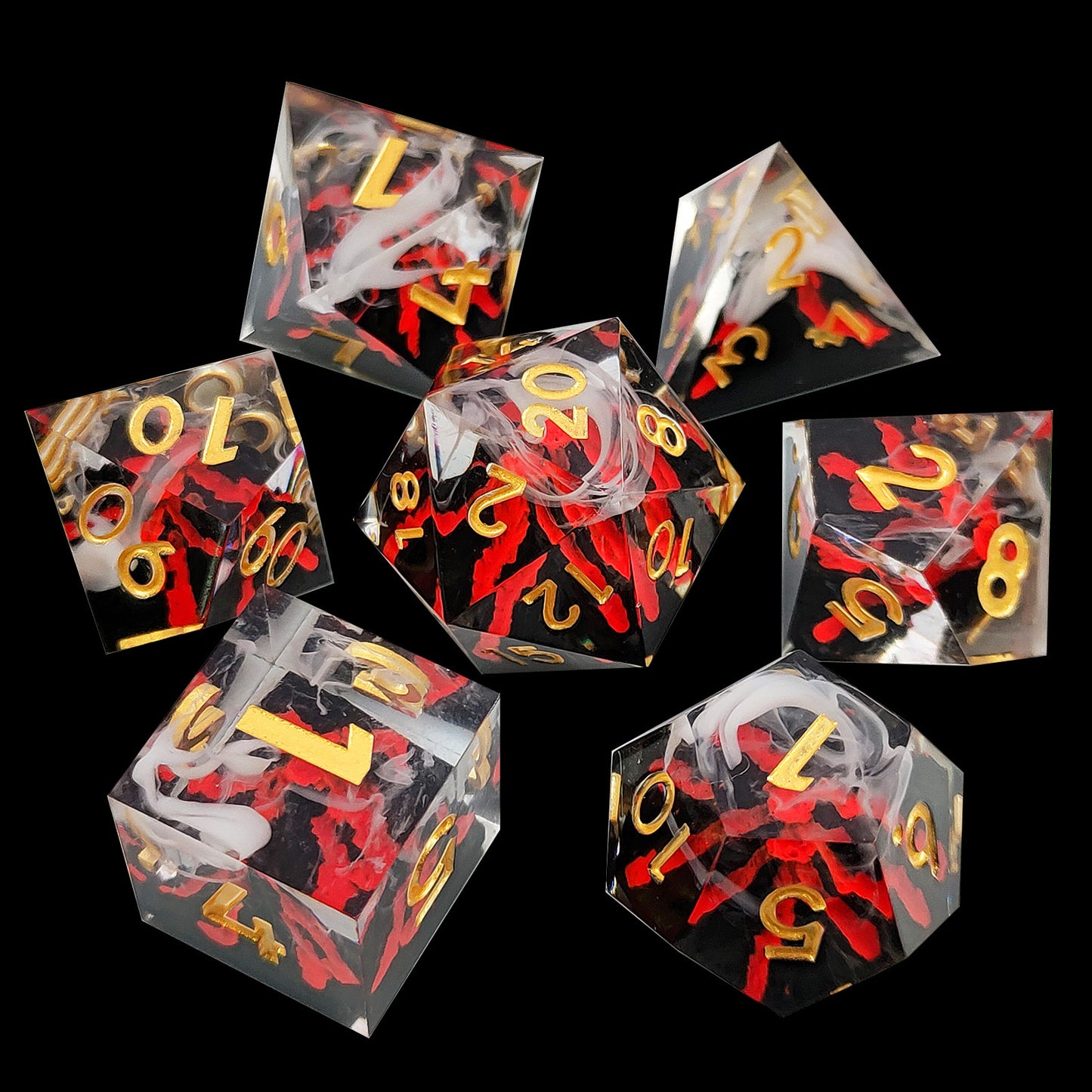 7 delige Resin Dice Set “Eruption Core"
