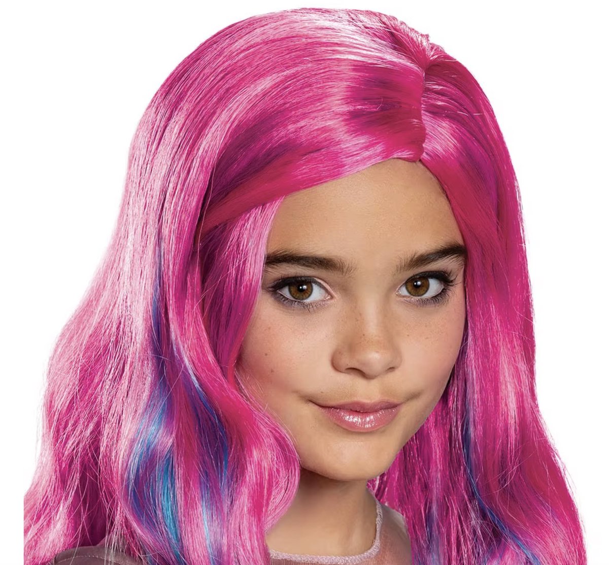 Fel Roze en Blauwe Pruik Lang Haar