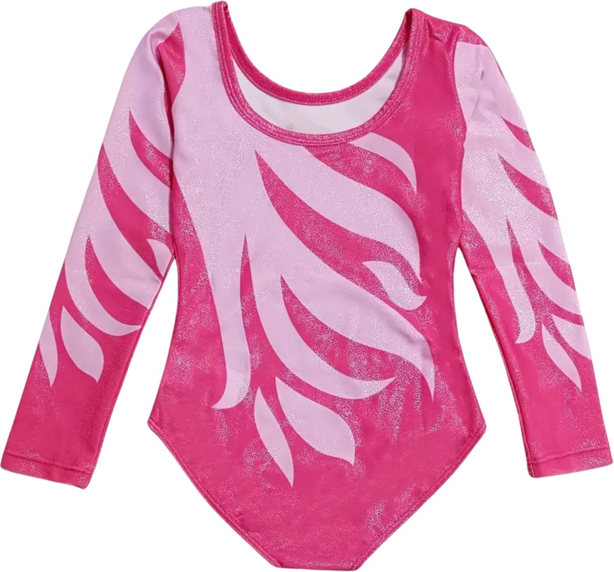 Turnpakje Meisjes met Lange Mouwen Hard Roze met Glitters en Strass Steentjes