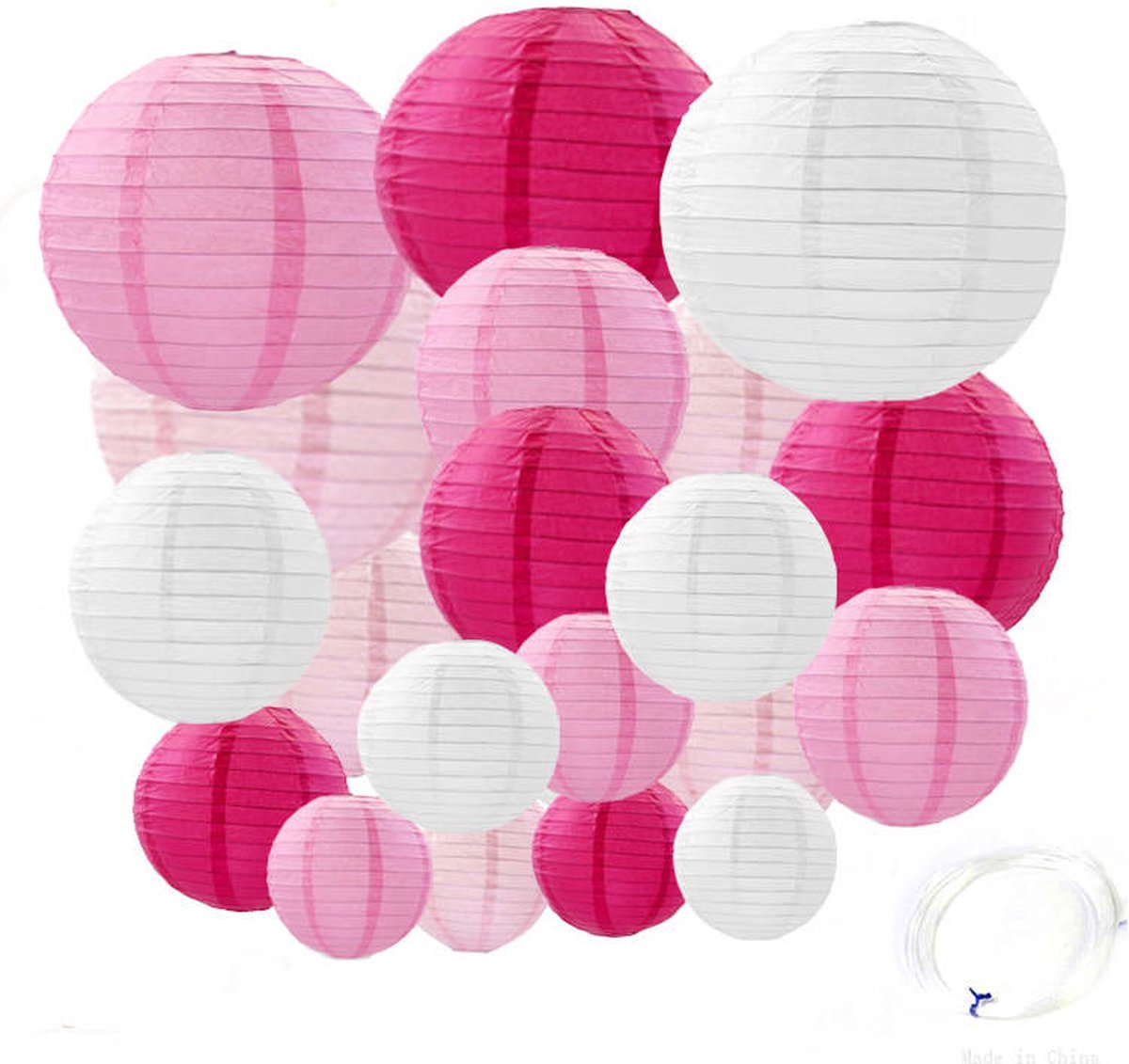 20 Stuks Lampionnen Feest Versiering Set Roze