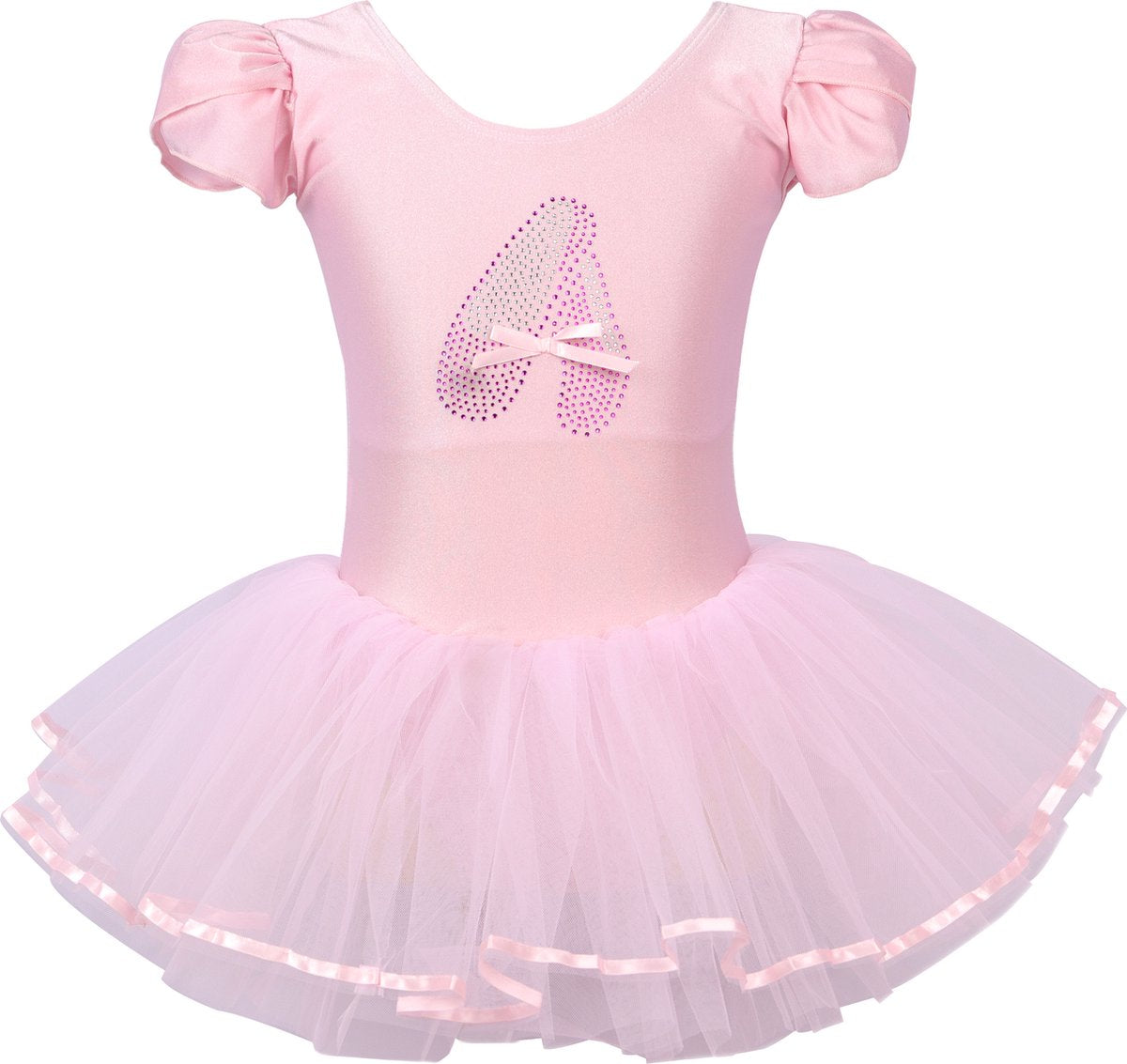 Roze balletpakje met tutu en glitterprint