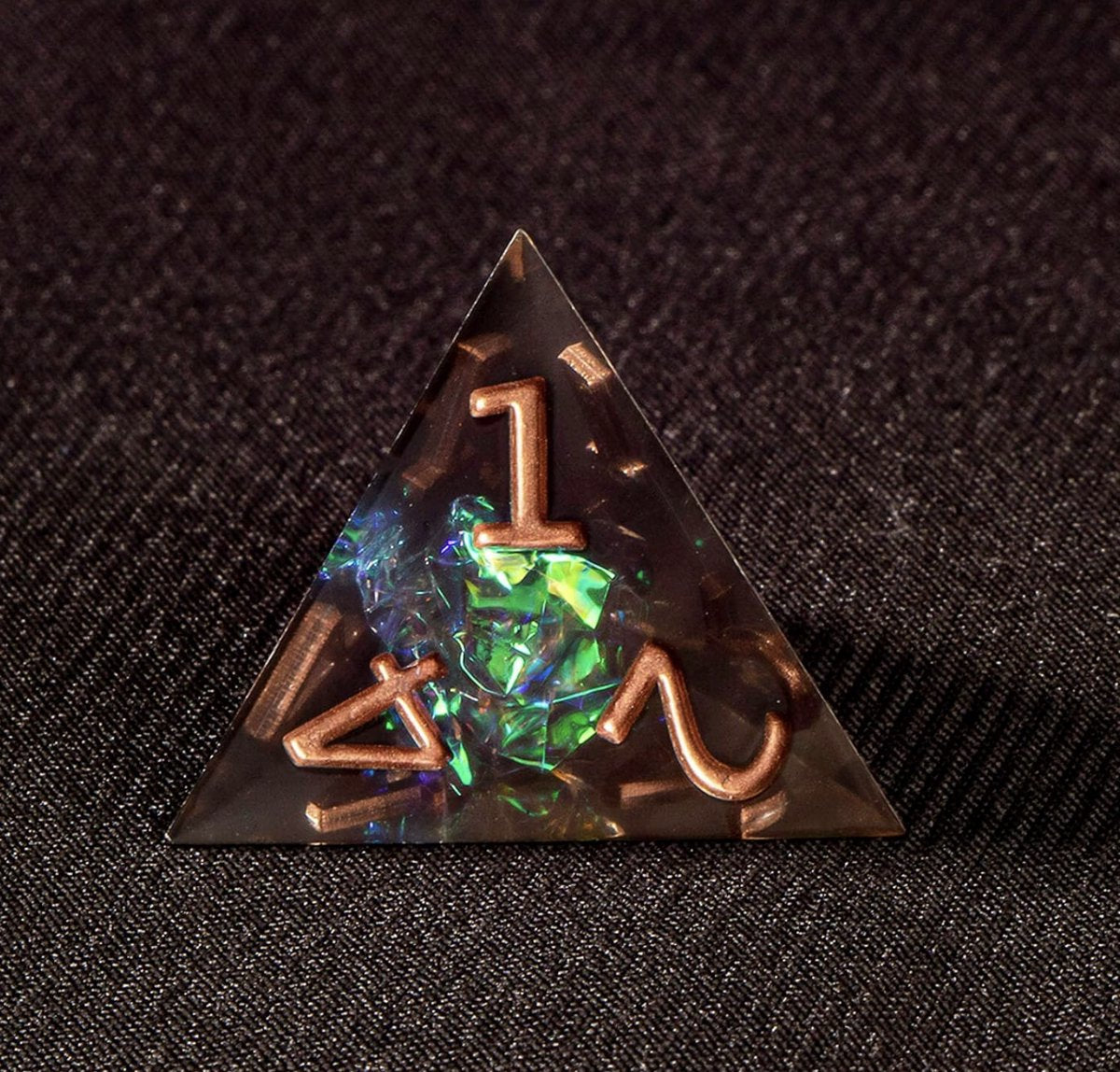 Dungeons and Dragons Dobbelsteen set Donker met Groene en Blauwe Effecten