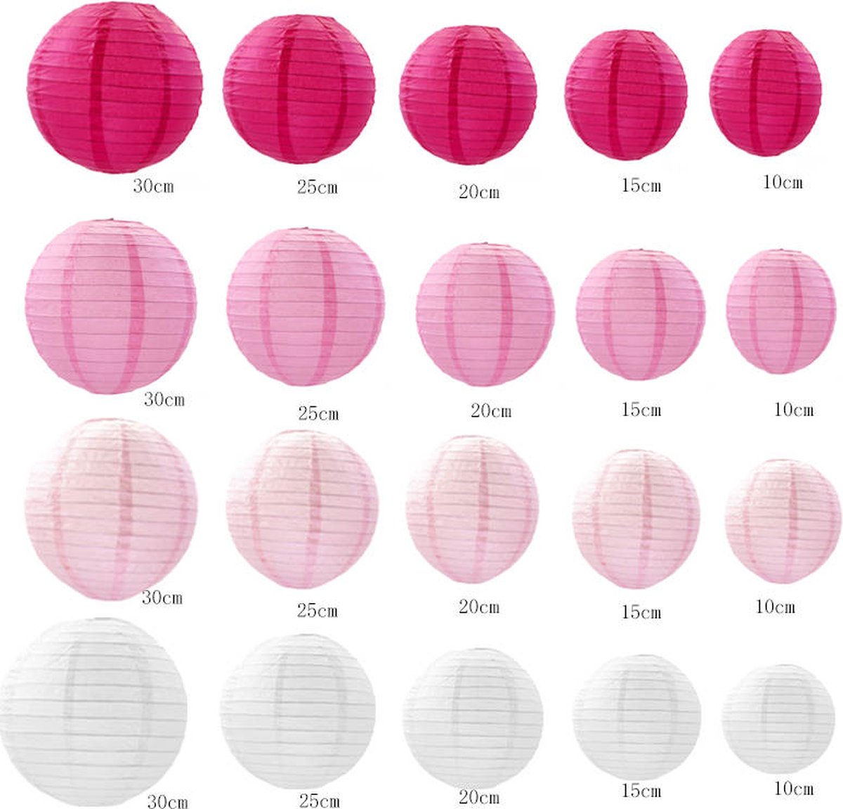 20 Stuks Lampionnen Feest Versiering Set Roze