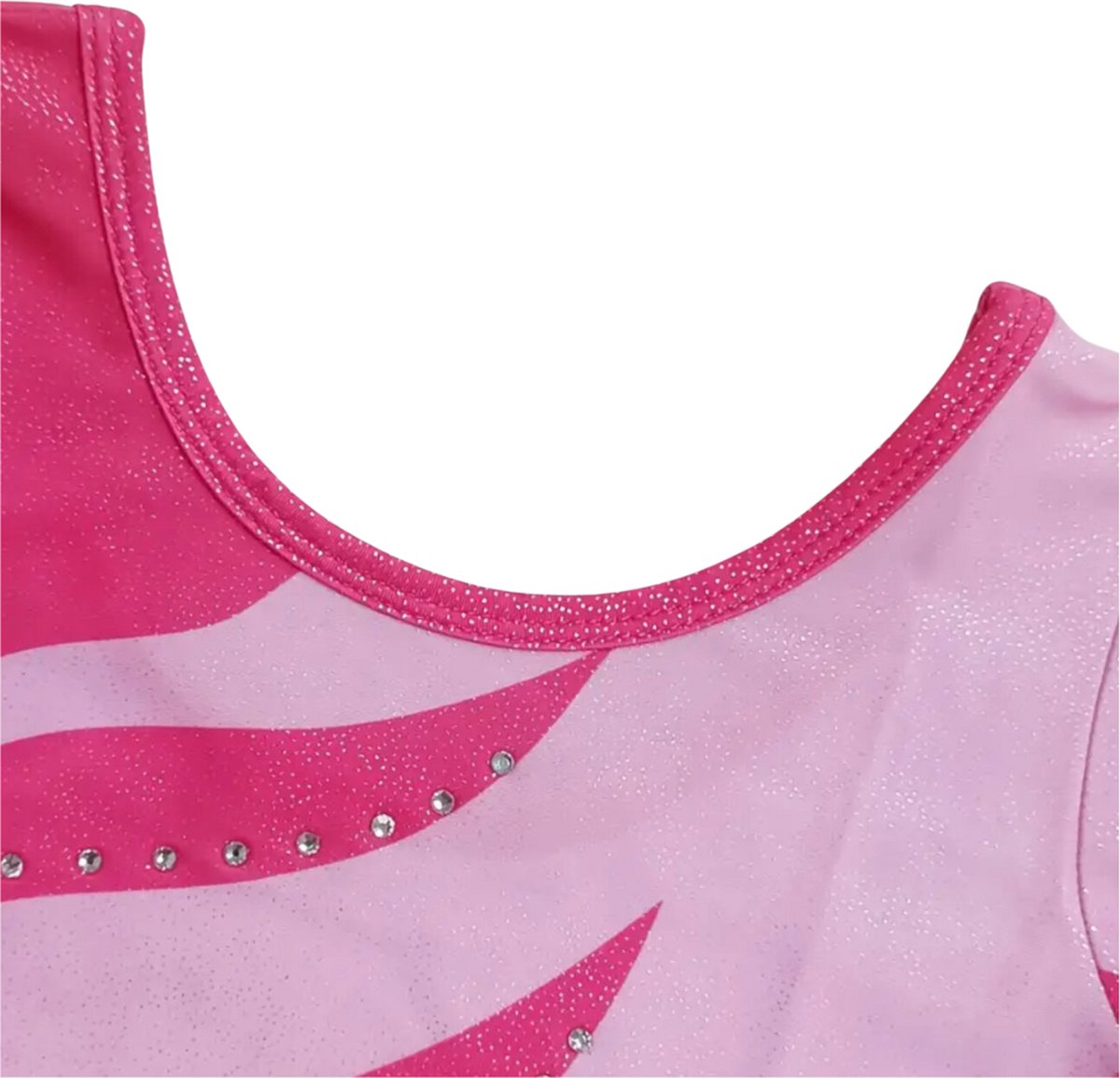 Turnpakje Meisjes met Lange Mouwen Hard Roze met Glitters en Strass Steentjes