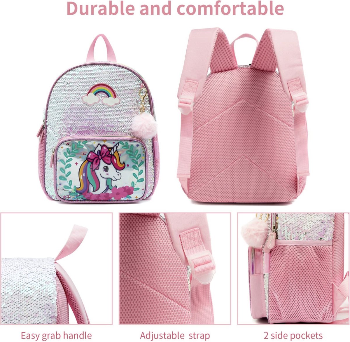 Unicorn Schooltas Pailletten