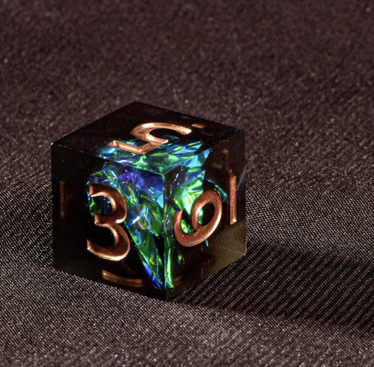 Dungeons and Dragons Dobbelsteen set Donker met Groene en Blauwe Effecten