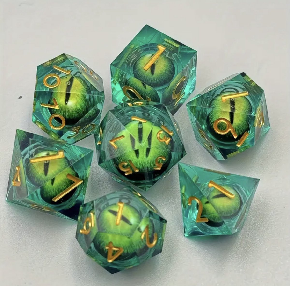 Dungeons and Dragons Dobbelsteen set Groen met Oog in de Stenen