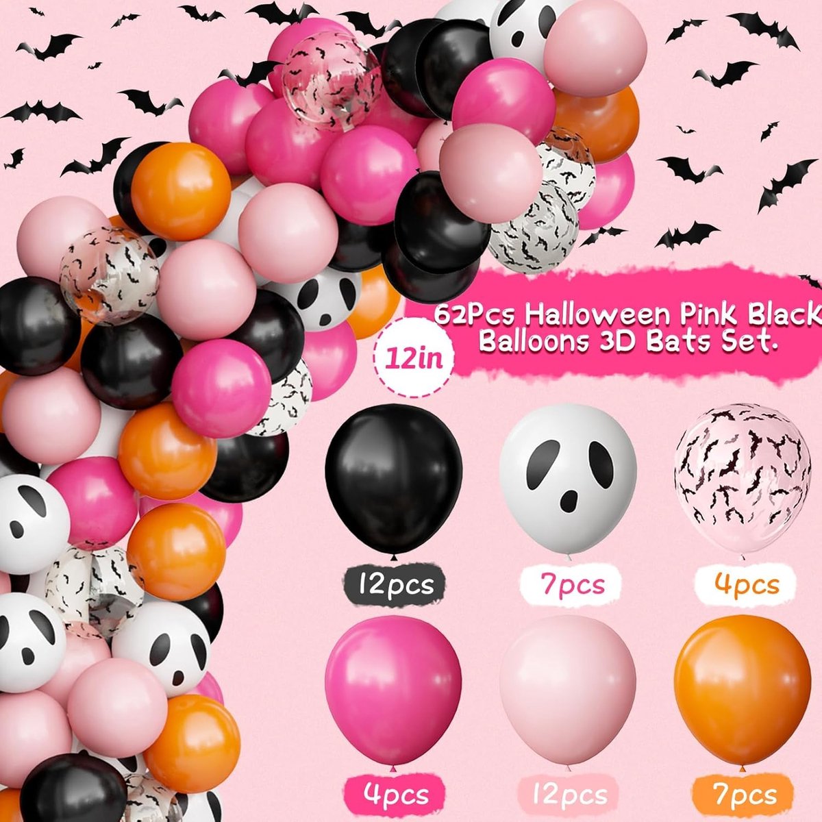 Joya Party® Halloween Ballonnen Versier Set 60-delig Feestset