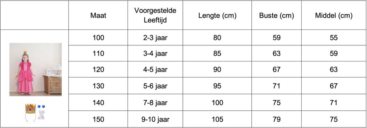 Princess Peach verkleed jurk voor kinderen
