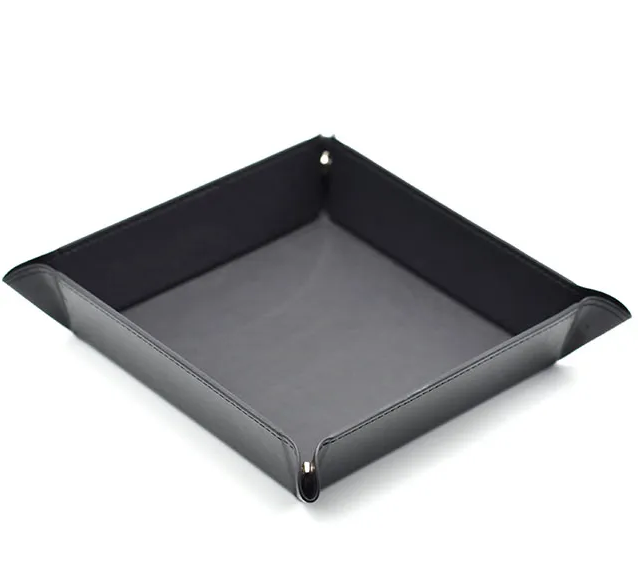 Opvouwbare Dice Tray – Zwart Kunstleer | Voor Dungeons & Dragons & TTRPG Dobbelstenen Zwart