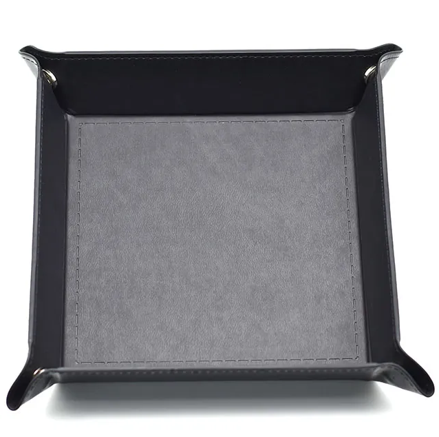 Opvouwbare Dice Tray – Zwart Kunstleer | Voor Dungeons & Dragons & TTRPG Dobbelstenen Zwart