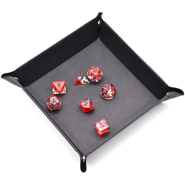 Opvouwbare Dice Tray – Zwart Kunstleer | Voor Dungeons & Dragons & TTRPG Dobbelstenen Zwart