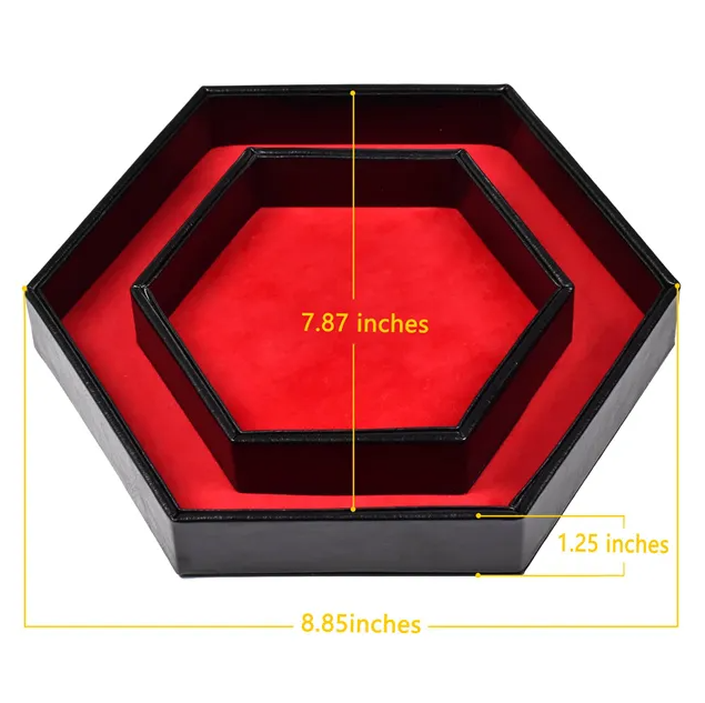 Dobbelsteen Bewaardoos & Dice Tray – Zwart Faux Leer met Rode Velours Binnenkant | Voor Dungeons & Dragons & TTRPG Dobbelstenen
