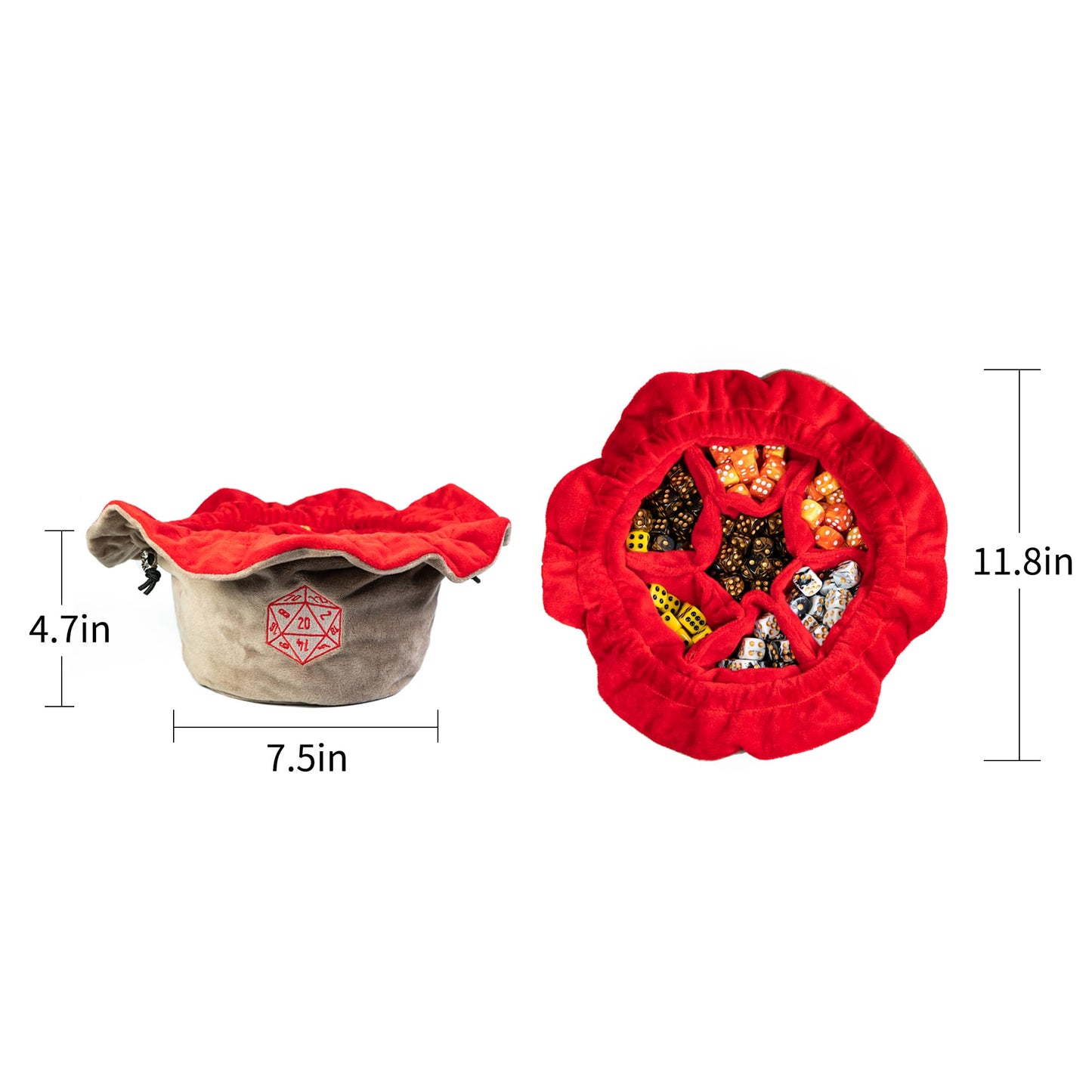 Dobbelstenen Zak met Dice Tray – Zachte Pluche Opbergzak | Voor Dungeons & Dragons & TTRPG Dobbelstenen