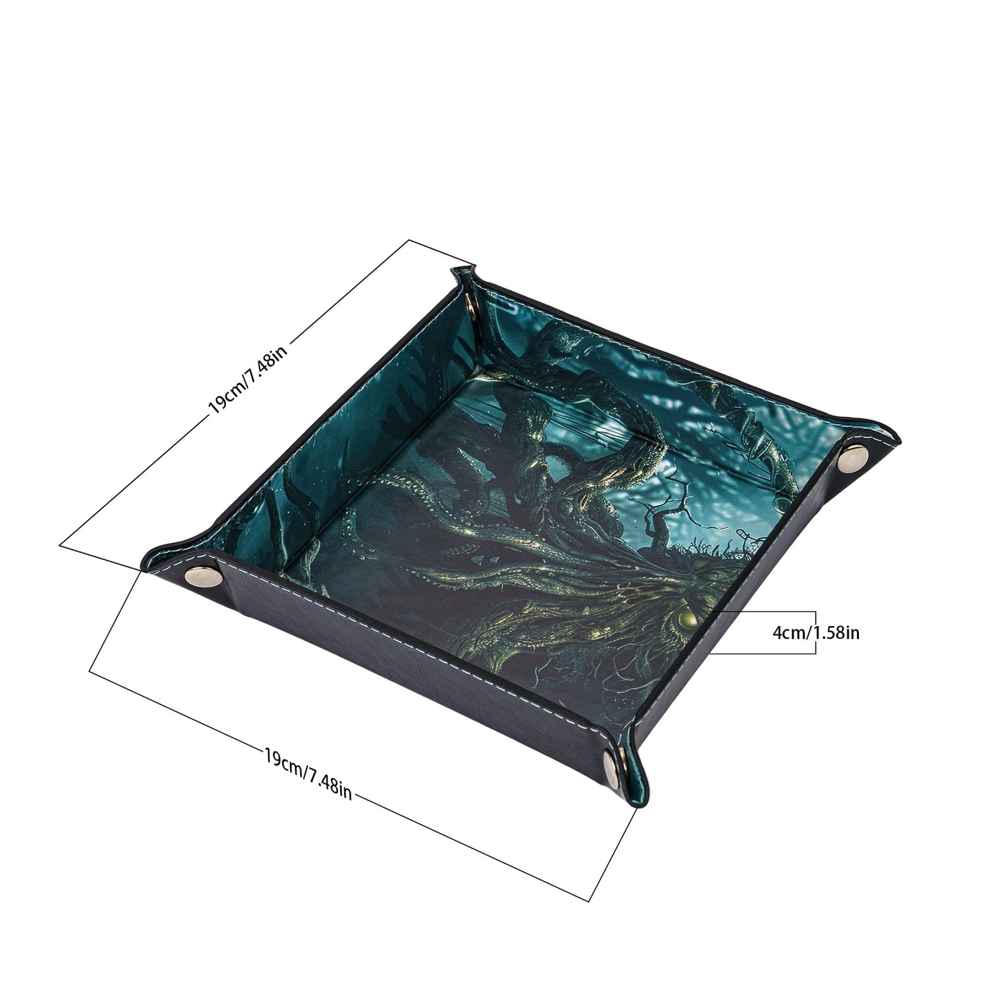 Opvouwbare Dice Tray – Zwart Kunstleer | Voor Dungeons & Dragons & TTRPG Dobbelstenen Monster Blauw