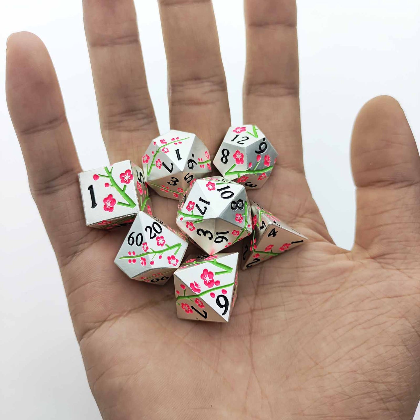 7 delige Metal Dice Set “Sakura Bloesem” Deluxe