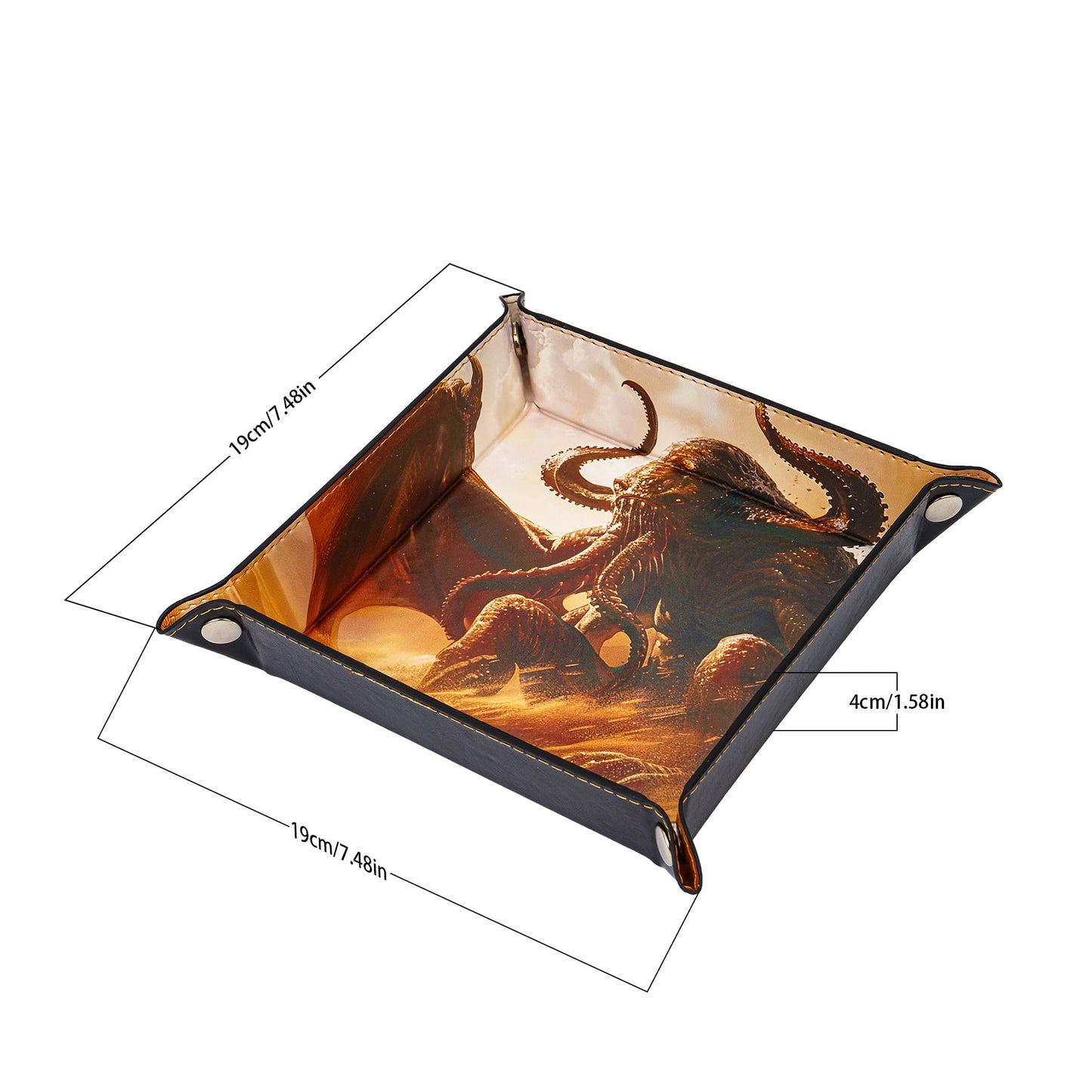 Opvouwbare Dice Tray – Zwart Kunstleer | Voor Dungeons & Dragons & TTRPG Dobbelstenen Monster