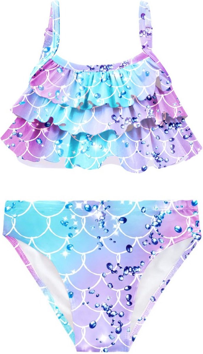 Zeemeerminstaart met bikini set Blauw en Paars met MONOVIN