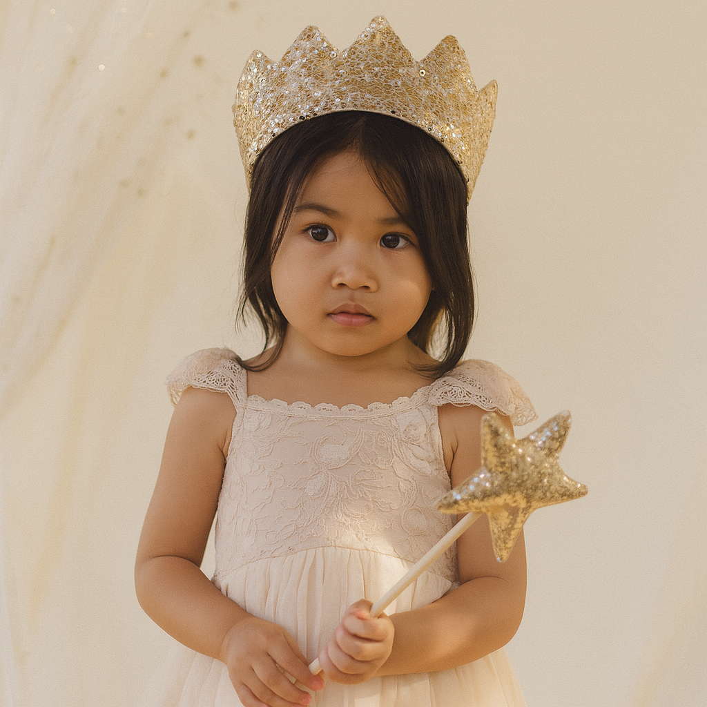 Luxe Verkleed Glitter Kroon en Staf Accessoires Goud