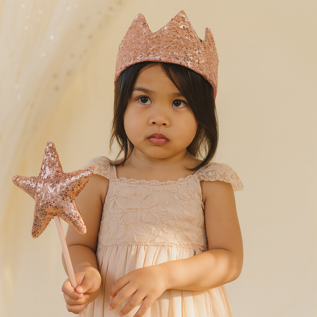 Luxe Verkleed Glitter Kroon en Staf Accessoires Rose Goud