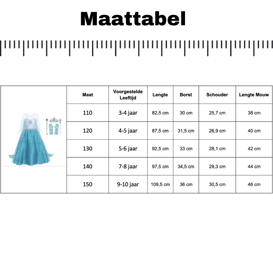 Elsa Verkleed Jurk met Ster en Sleep