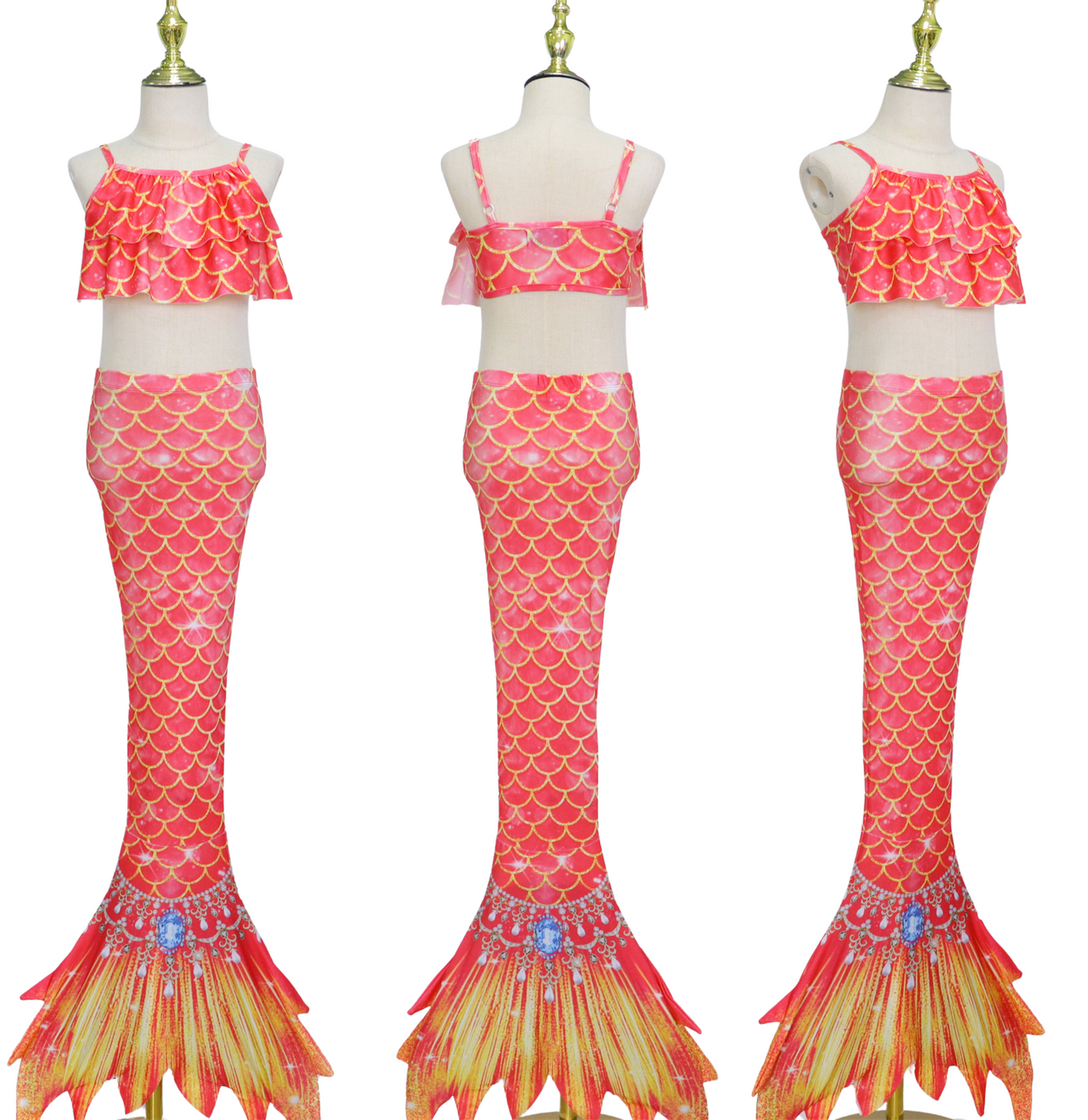 Zeemeerminstaart met bikini verkleed set Oranje en Geel