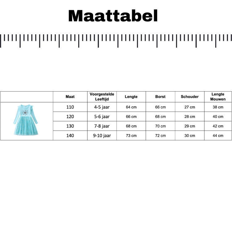 Comfortabele Prinsessenjurk voor Kinderen T-shirt Stof Licht Blauw