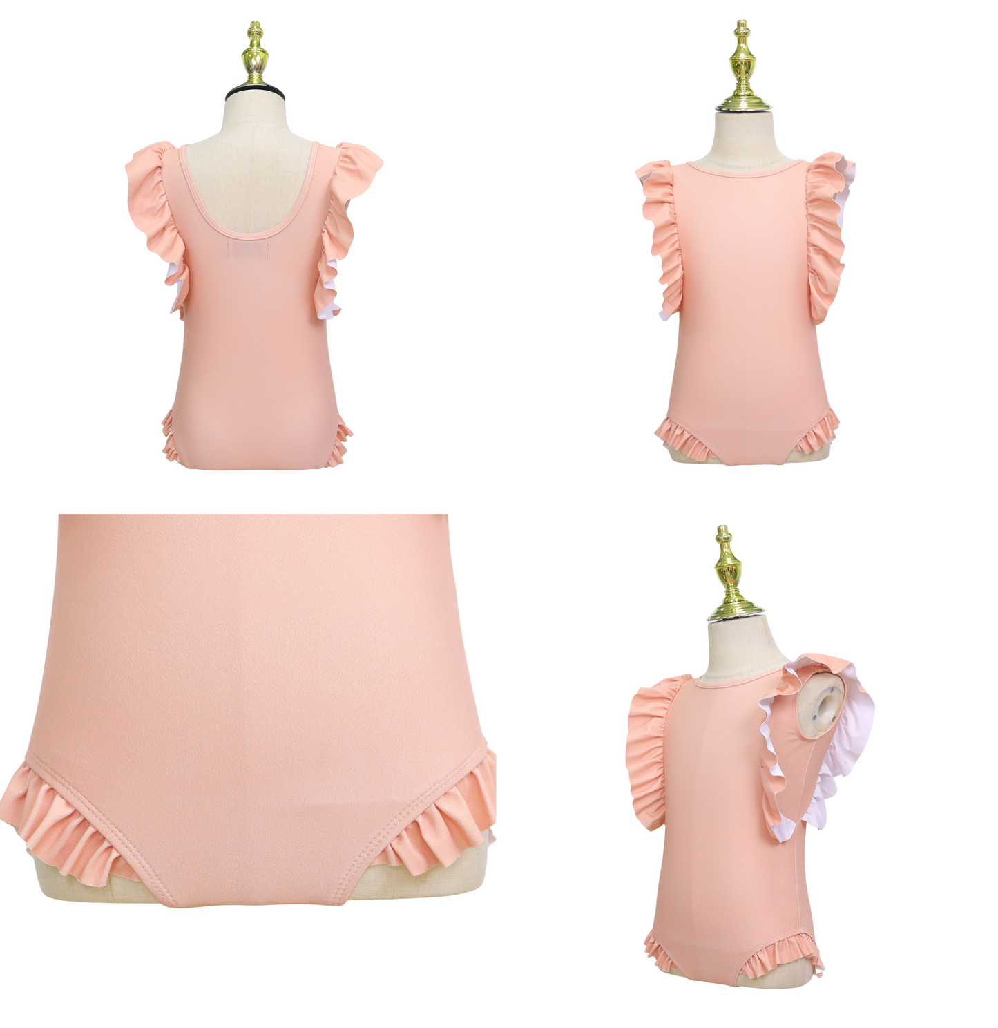 Badpak Korte Mouw Licht Roze met Ruches Meisjes | Maat 1-6 Jaar