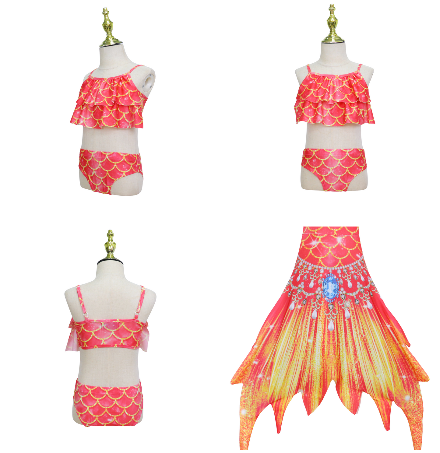 Zeemeerminstaart met bikini met MONOVIN verkleed set Oranje en Geel