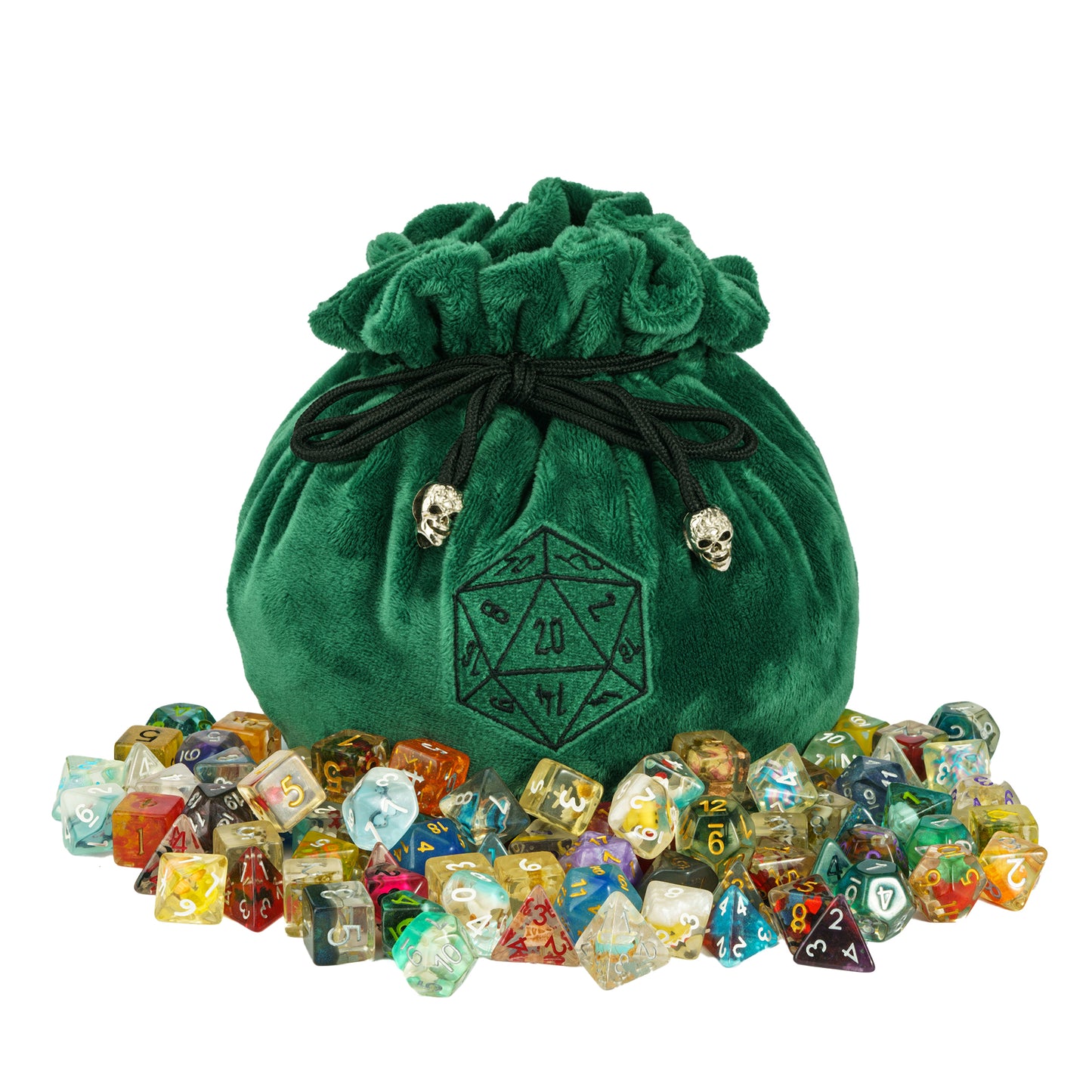 Dobbelstenen Zak met Dice Tray – Zachte Pluche Opbergzak | Voor Dungeons & Dragons & TTRPG Dobbelstenen Groen