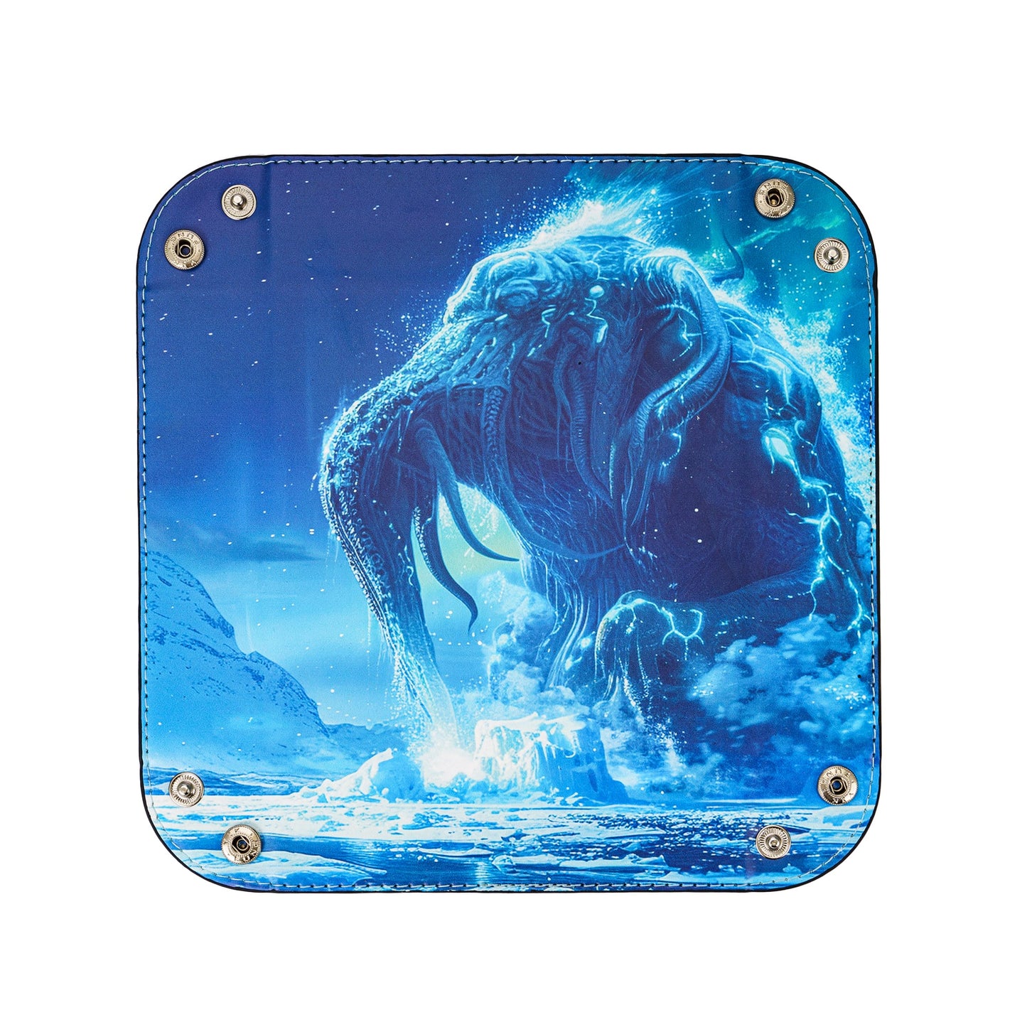 Opvouwbare Dice Tray – Zwart Kunstleer | Voor Dungeons & Dragons & TTRPG Dobbelstenen Monster Blauw Oceaan