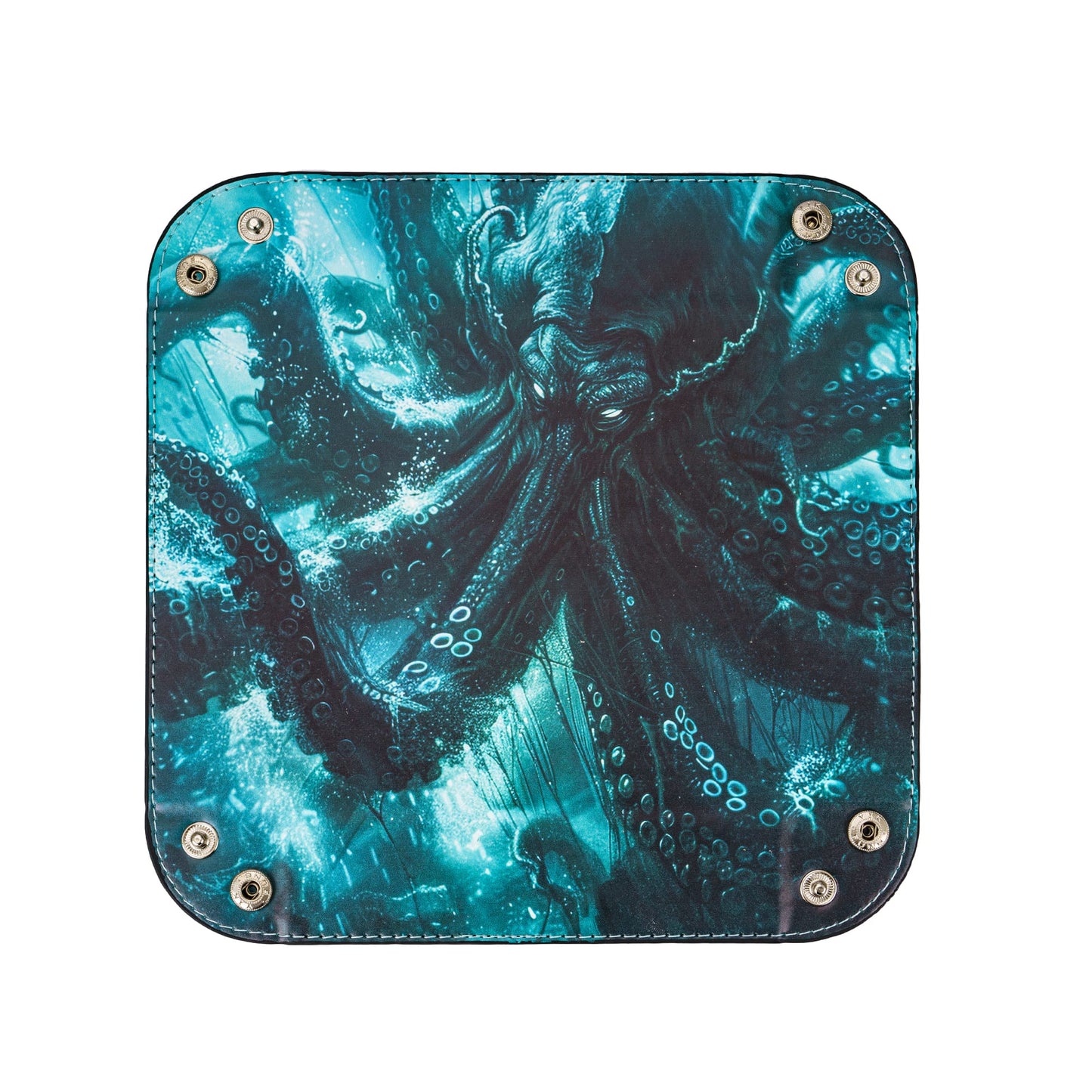 Opvouwbare Dice Tray – Zwart Kunstleer | Voor Dungeons & Dragons & TTRPG Dobbelstenen Monster Blauw Oceaan