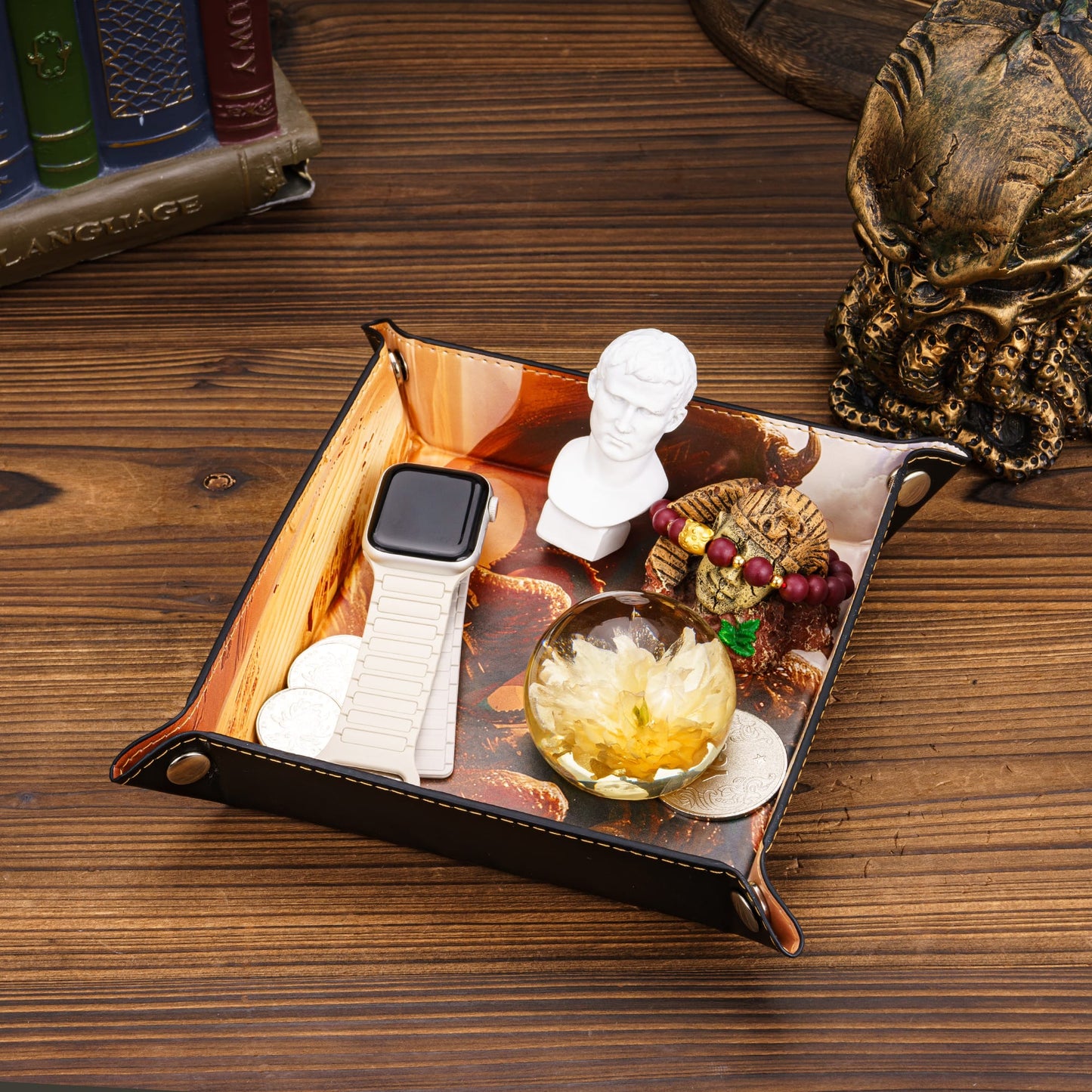 Opvouwbare Dice Tray – Zwart Kunstleer | Voor Dungeons & Dragons & TTRPG Dobbelstenen Monster