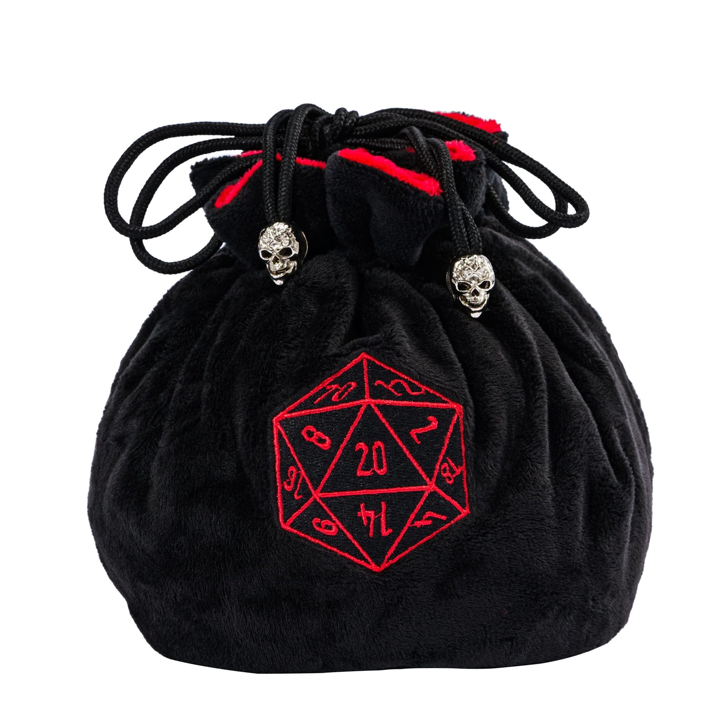 Dobbelstenen Zak met Dice Tray – Zachte Pluche Opbergzak | Voor Dungeons & Dragons & TTRPG Dobbelstenen Zwart