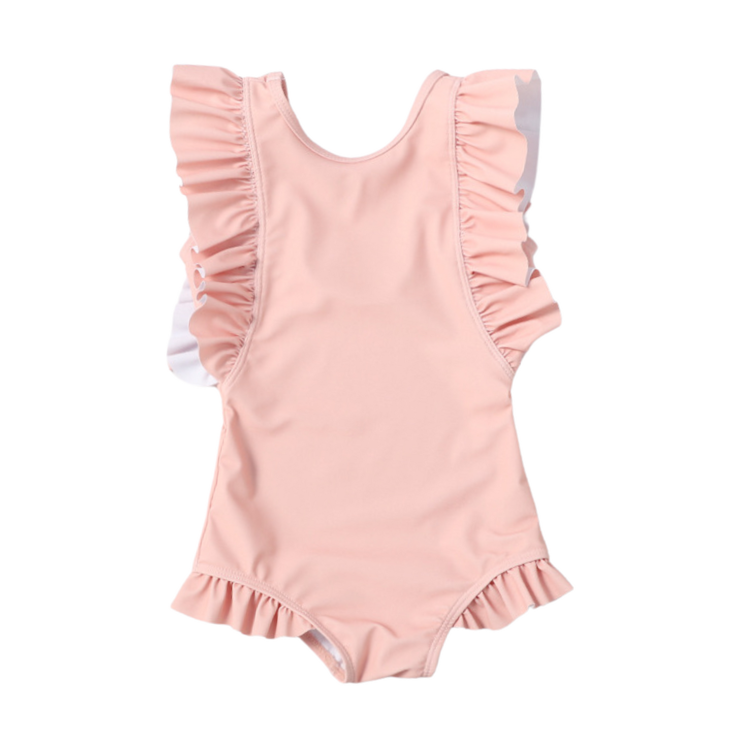 Badpak Korte Mouw Licht Roze met Ruches Meisjes | Maat 1-6 Jaar