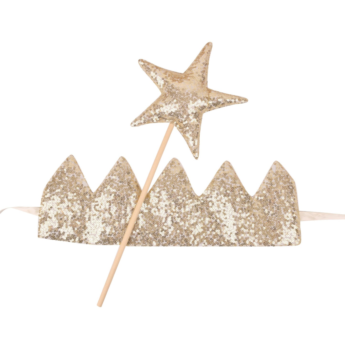 Luxe Verkleed Glitter Kroon en Staf Accessoires Goud