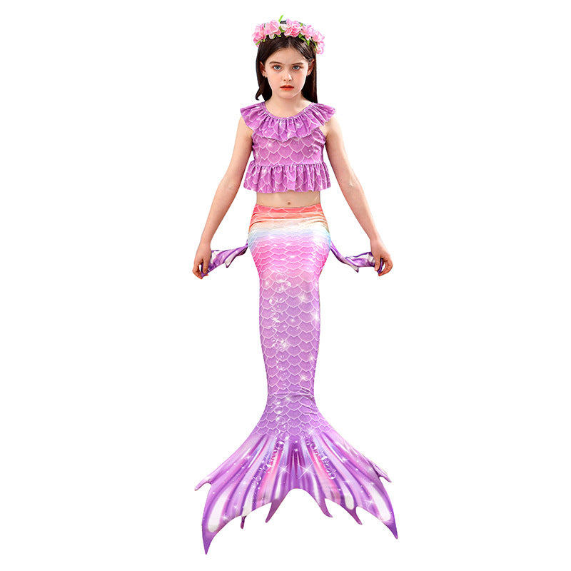 Zeemeerminstaart met bikini met MONOVIN verkleed set Lila en Oranje