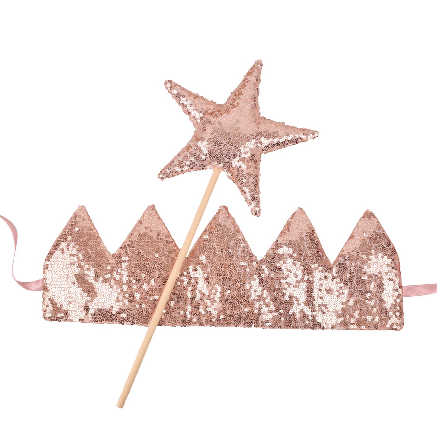 Luxe Verkleed Glitter Kroon en Staf Accessoires Rose Goud