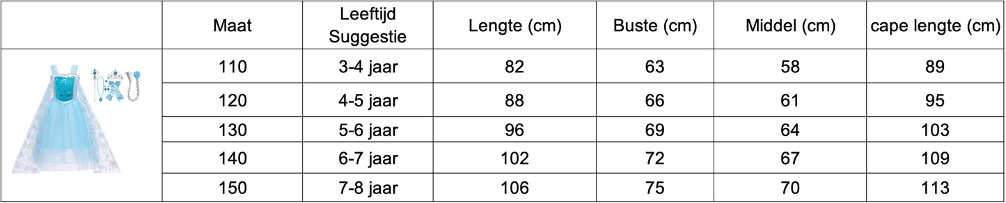 Verkleedjurk Elsa korte mouw