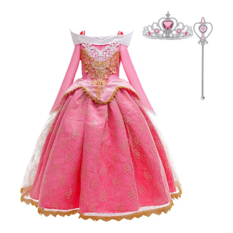 Doornroosje verkleedjurk met Staf en Kroontje