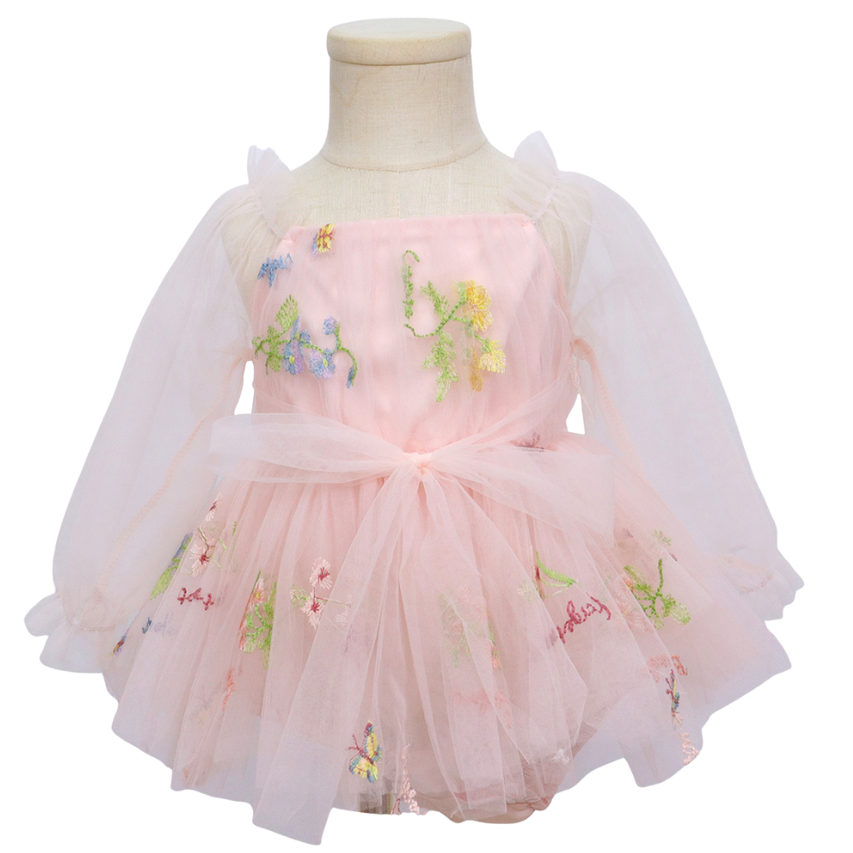 Baby Meisjes Prinsessenjurk met Bloemen en Haarband Zacht Roze