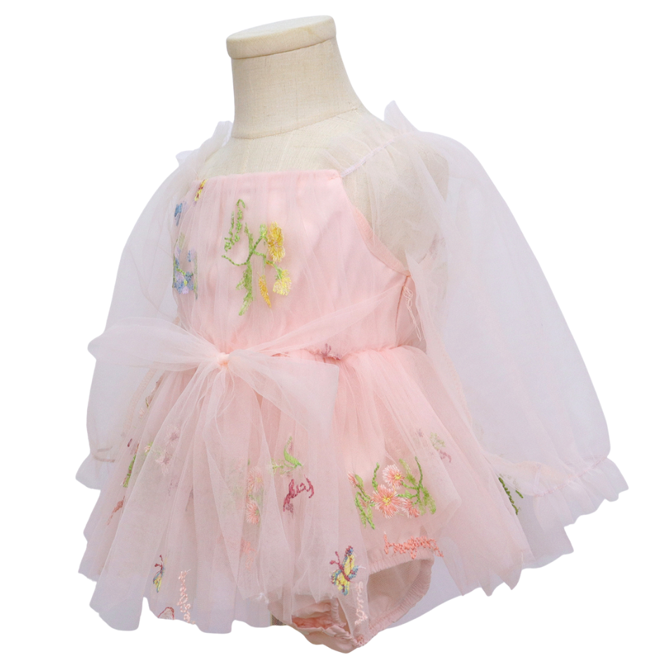 Baby Meisjes Prinsessenjurk met Bloemen en Haarband Zacht Roze