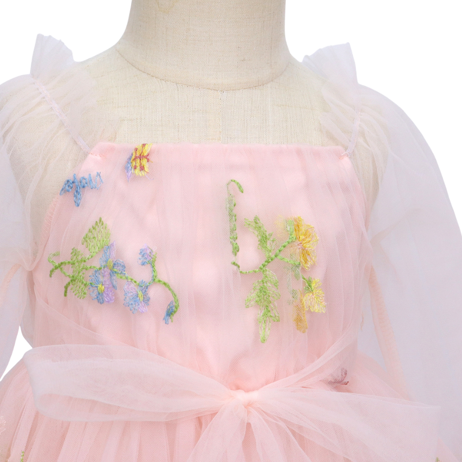 Baby Meisjes Prinsessenjurk met Bloemen en Haarband Zacht Roze
