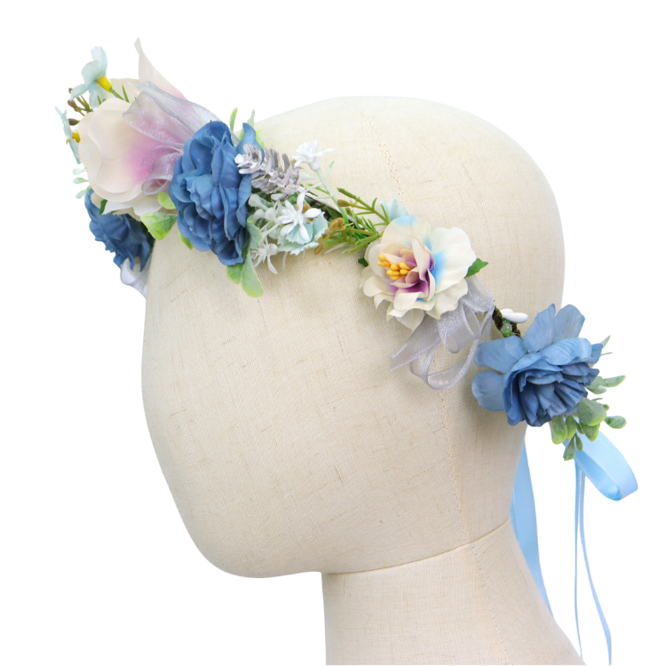 Bloemenkrans Haarband Blauw