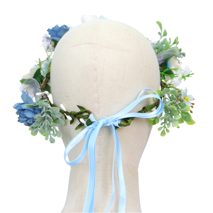 Bloemenkrans Haarband Blauw