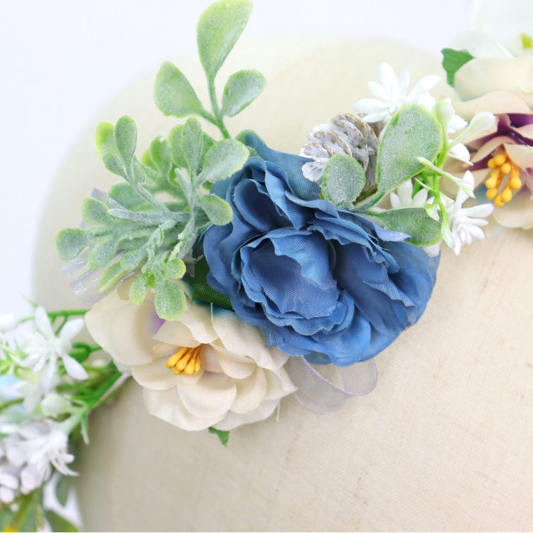 Bloemenkrans Haarband Blauw