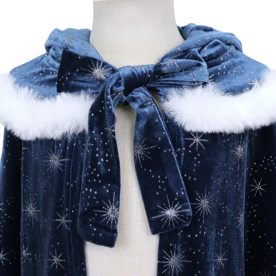 Luxe Winter Prinsessen Cape Donker Blauw